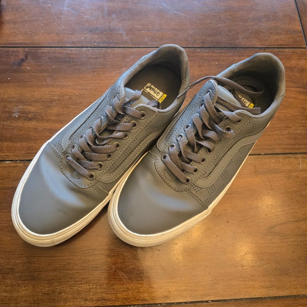 Vans Old Skool Ward Leather Sneaker Lace Up Comfort Skate Shoe Pewter Men’s 8.5